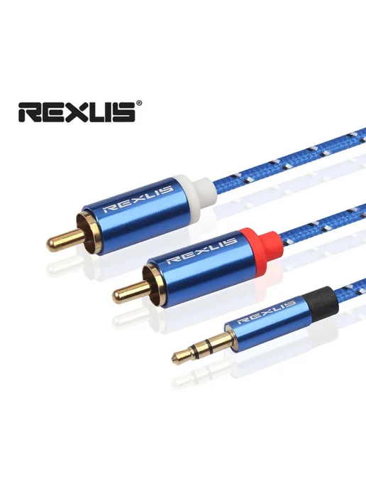3 предмета синих 3. 5mm до 2RCA аудиокабель BK3610 (3 м), 3 м, фото 2