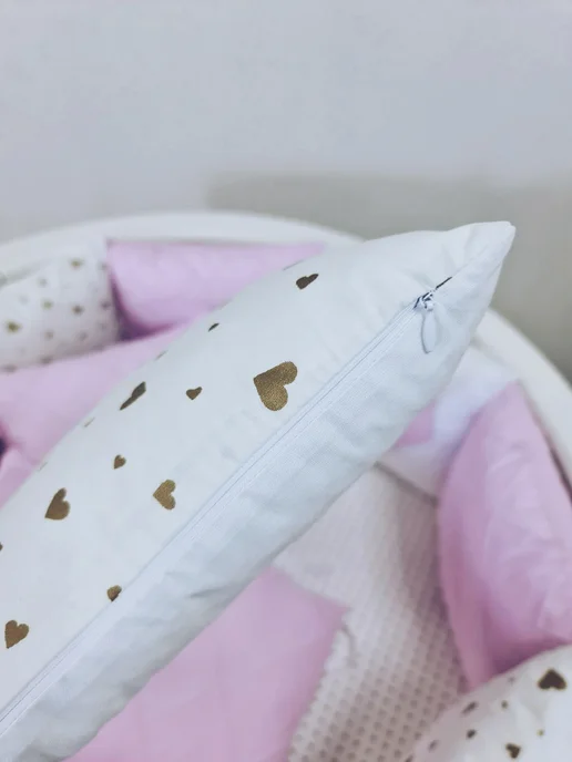 BABYTEX5 Бортик в кроватку для новорожденных 120 см, розовый, фото 3