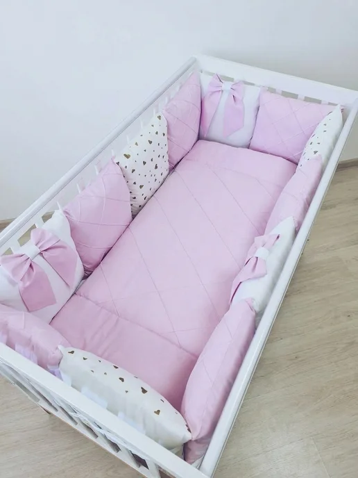 BABYTEX5 Бортик в кроватку для новорожденных 120 см, розовый, фото 5