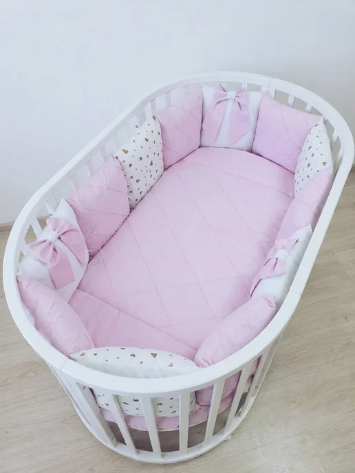 BABYTEX5 Бортик в кроватку для новорожденных 120 см, розовый, фото 6