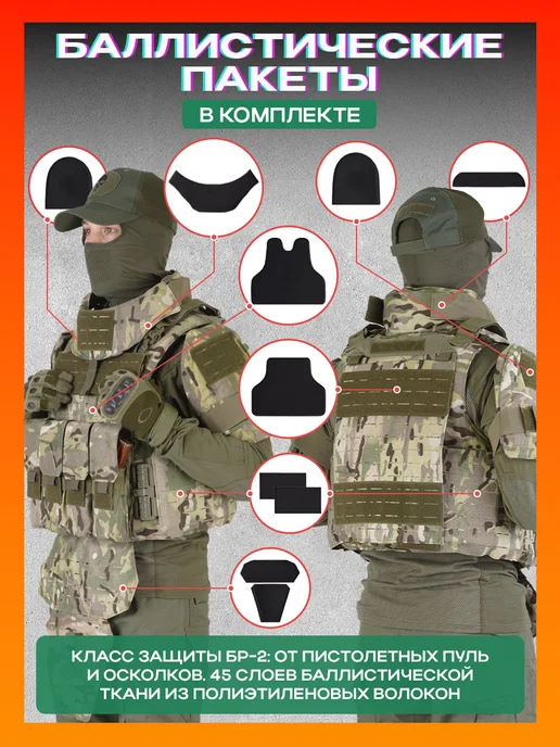 Argon Tactical Бронежилет Universal Armor тактический мультикам, зеленый, фото 2