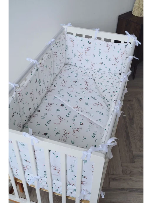 BABYTEX5 Бортик в кроватку для новорожденных 240*30 - зайцы Р, 240x30, фото 2