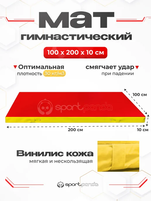 SportPanda Мат гимнастический 1*2*0,1 м, винилискожа + поролон 18 кг м3, 1x2x0.1 м, 30 кг