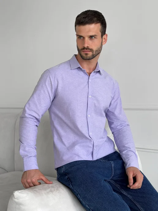 D&U mens Рубашка с длинным рукавом, фиолетовый, фото 2