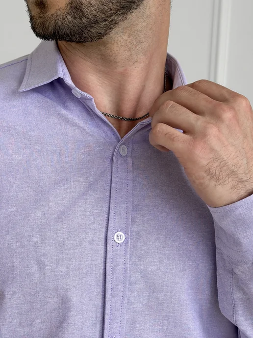 D&U mens Рубашка с длинным рукавом, фиолетовый, фото 3