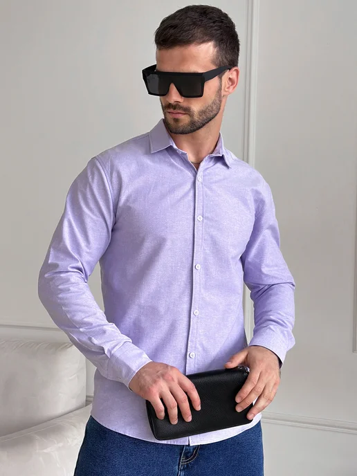 D&U mens Рубашка с длинным рукавом, фиолетовый, фото 7