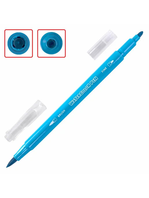 BRAUBERG KIDS Фломастеры двусторонние с кистью 12 цветов, 12 цв., фото 4