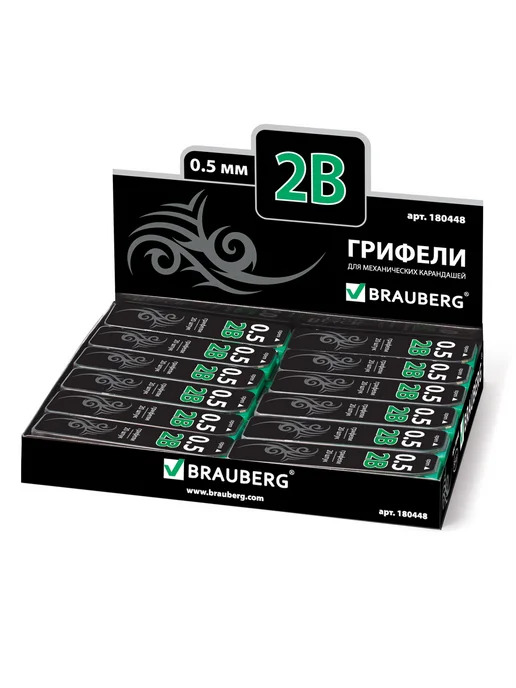 Brauberg Грифели запасные 0,5 мм, 2B, шт, "Black Jack", черный, фото 5