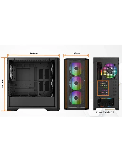 RAIJINTEK Корпус компьютерный AGOS MAX без блока питания, черный, фото 3