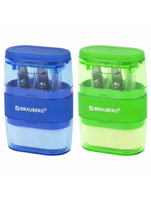 Brauberg Точилки с ластиком 2 в 1 "Double", 2 отверстия, вариант, фото 2