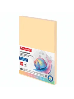 Brauberg Бумага цветная, А4, 80 г м2, 100 л, пастель, оранжевая