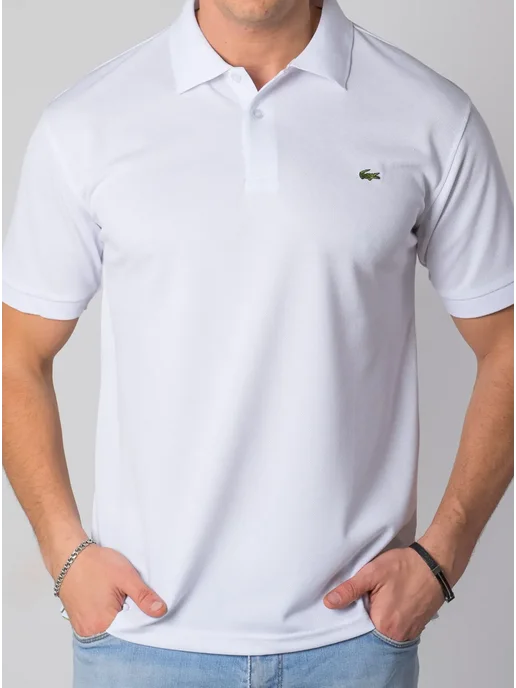 TANDH SHOP Футболка поло с коротким рукавом хлопок, белый, фото 3