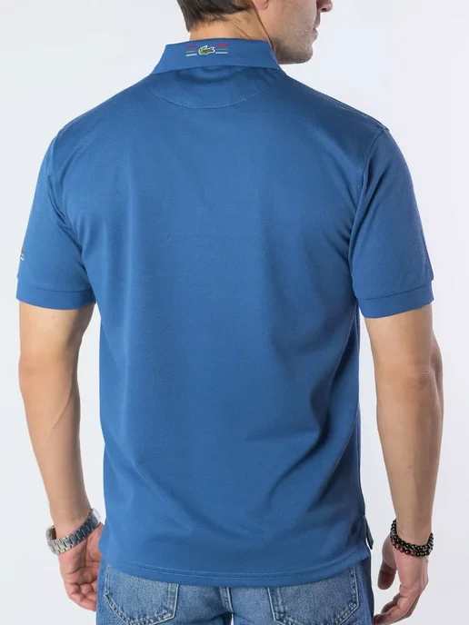 TANDH SHOP Футболка поло с коротким рукавом хлопок, синий, фото 3