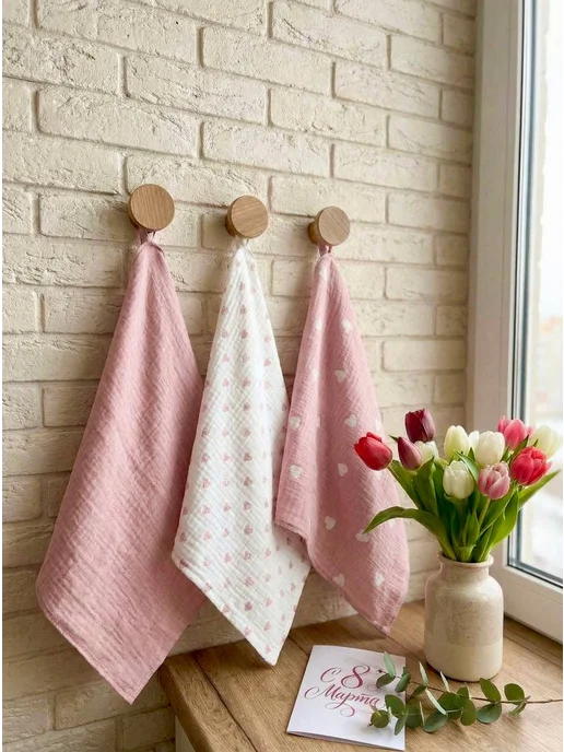 Svibel Home Набор муслиновых полотенец для кухни, белый, фото 2