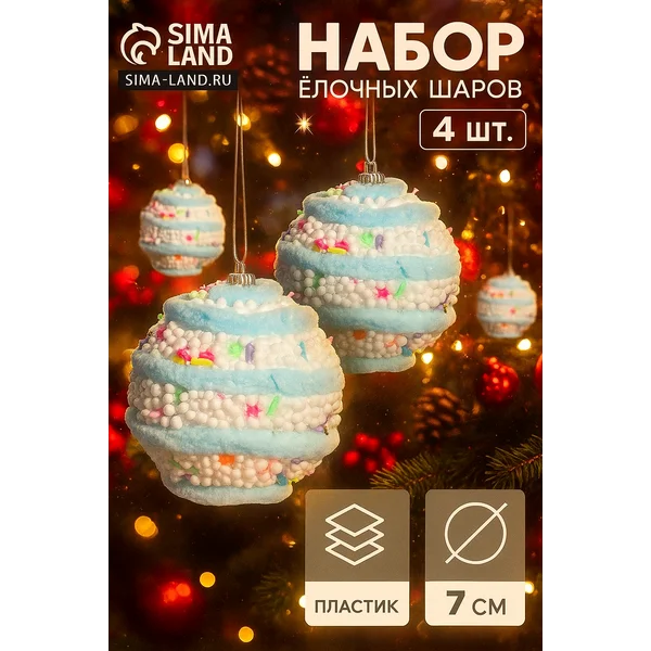 Елочные игрушки набор ёлочных шаров 4 шт