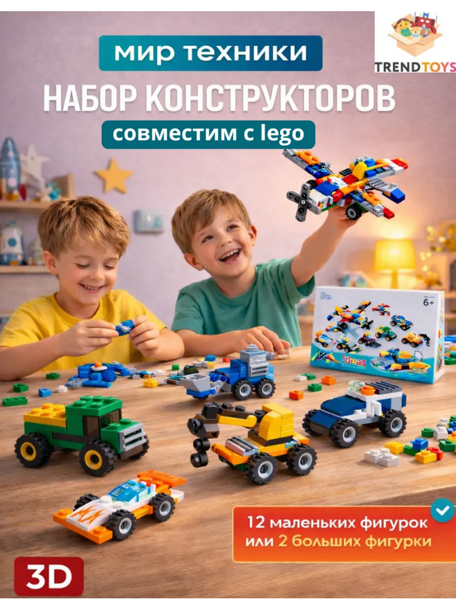 Конструктор детский Техника. Набор конструкторов 12 шт