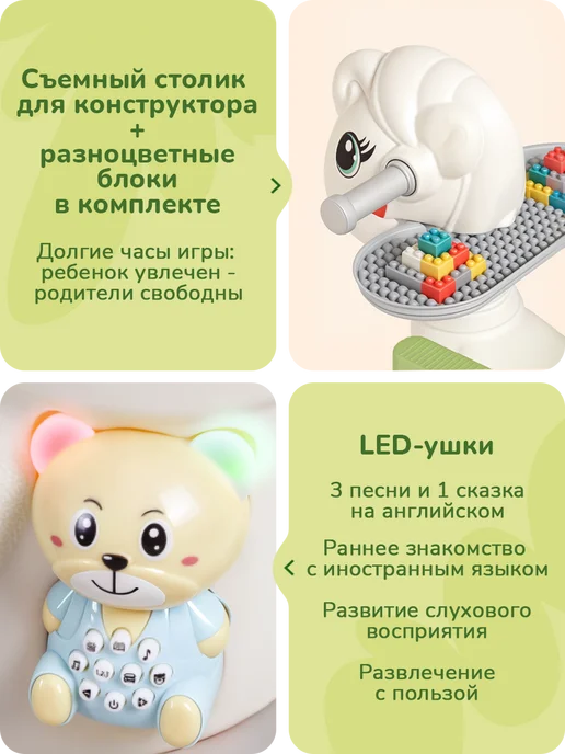playokay Лошадка качалка с ручкой 4 в 1 беговел, балансир и пушкар, вариант, фото 3