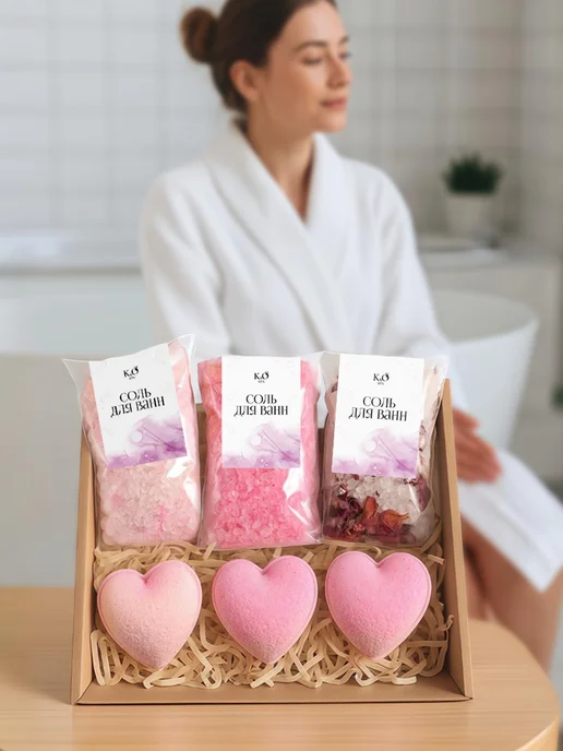 K&O Chocolate Подарочный набор бомбочек и соль для ванны, розовый, фото 8