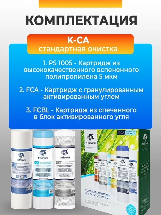 Unicorn Комплект картриджей К-СА фильтры стандартной очистки воды, вариант, фото 2