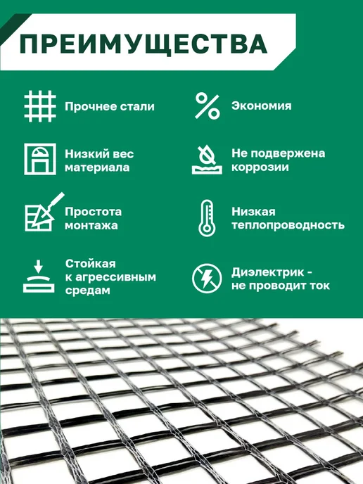 МИАКОМ Сетка базальтовая кладочная 25 мм "МИАГРИД 50 50" 0,2*50 м, 0.5x50 м, 50 м, фото 3