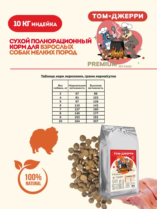 Сухой корм Том и Джерри для собак, мелкие, индейка, 10 кг, фото 5