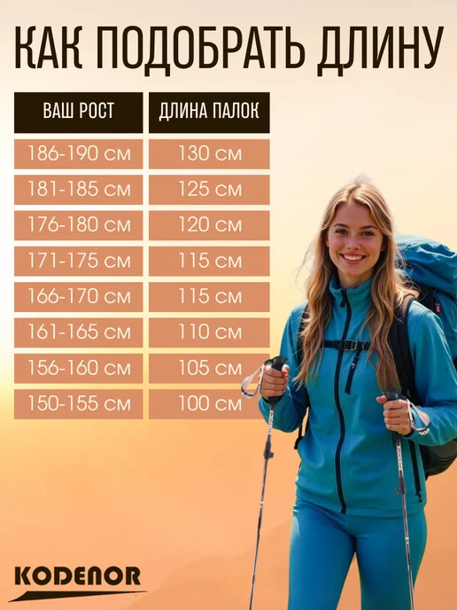 KODENOR Палки для скандинавской ходьбы складные. 100% карбон, серый, фото 8