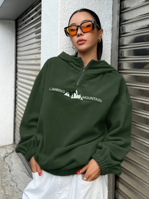 NFS WEAR Худи оверсайз с капюшоном на молнии, зеленый, фото 3