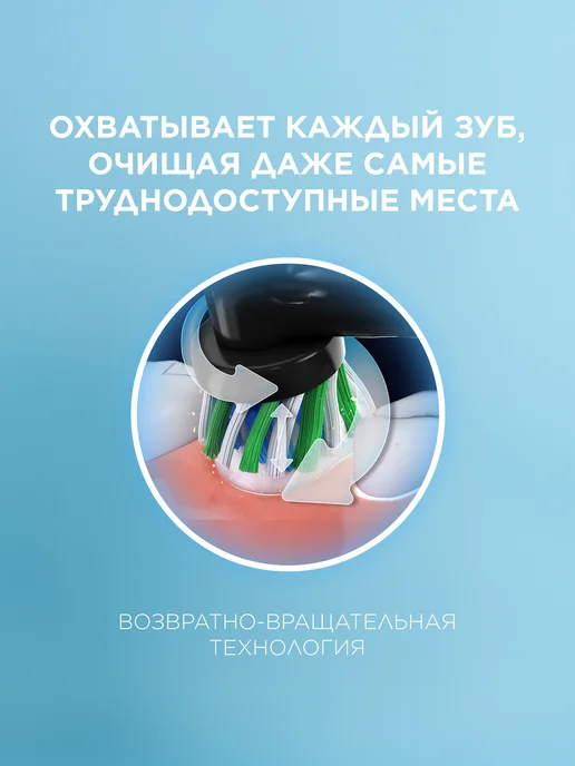 Oral-B Электрическая щетка Pro 1, косметичка, колпачок для насадок, голубой, фото 6