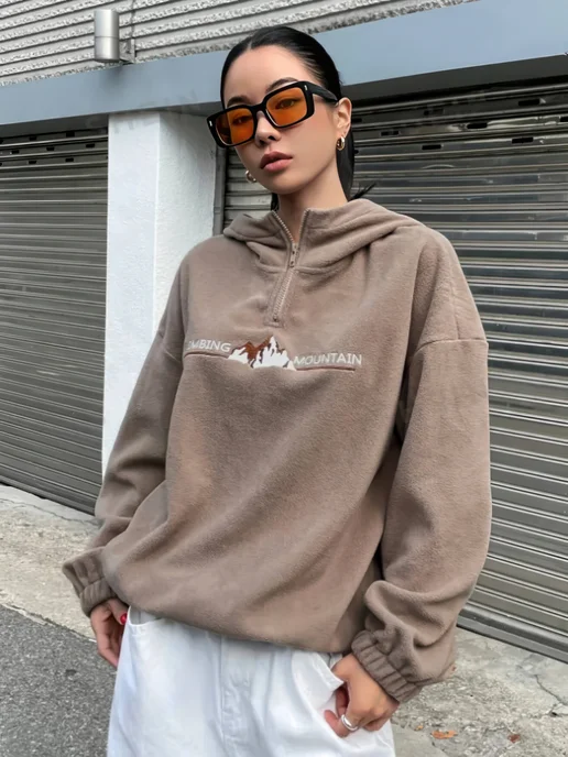 NFS WEAR Худи оверсайз с капюшоном на молнии, коричневый, фото 2