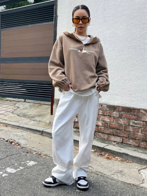 NFS WEAR Худи оверсайз с капюшоном на молнии, коричневый, фото 3