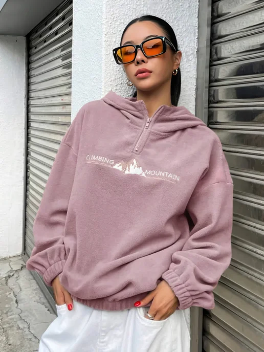 NFS WEAR Худи оверсайз с капюшоном на молнии, розовый, фото 2