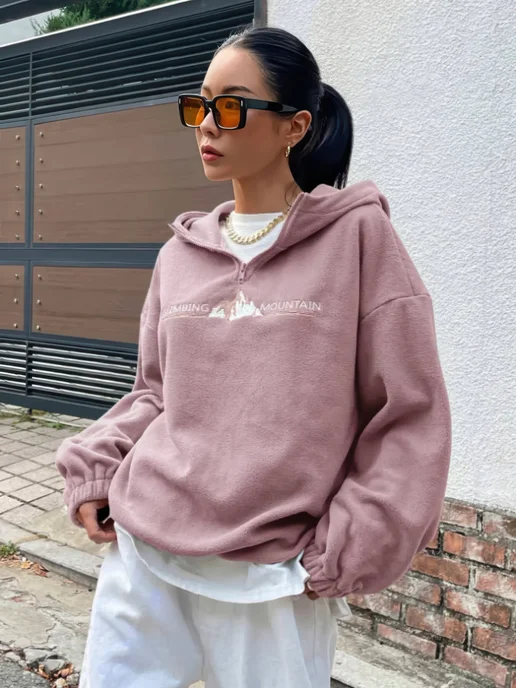 NFS WEAR Худи оверсайз с капюшоном на молнии, розовый, фото 3