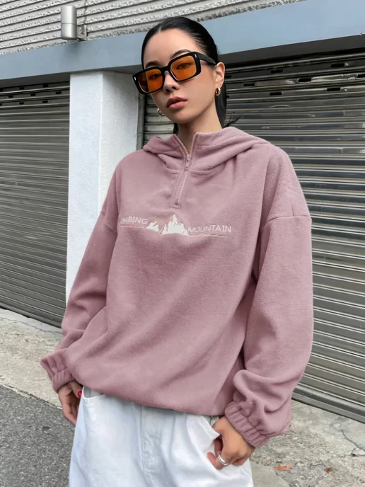 NFS WEAR Худи оверсайз с капюшоном на молнии, розовый, фото 4