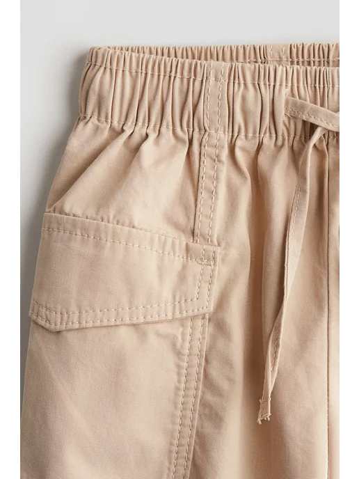 H&M хлопковые брюки карго, бежевый, фото 2