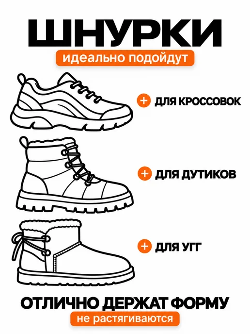 Shoex Шнурки толстые круглые 100 см для кроссовок, серый, фото 3