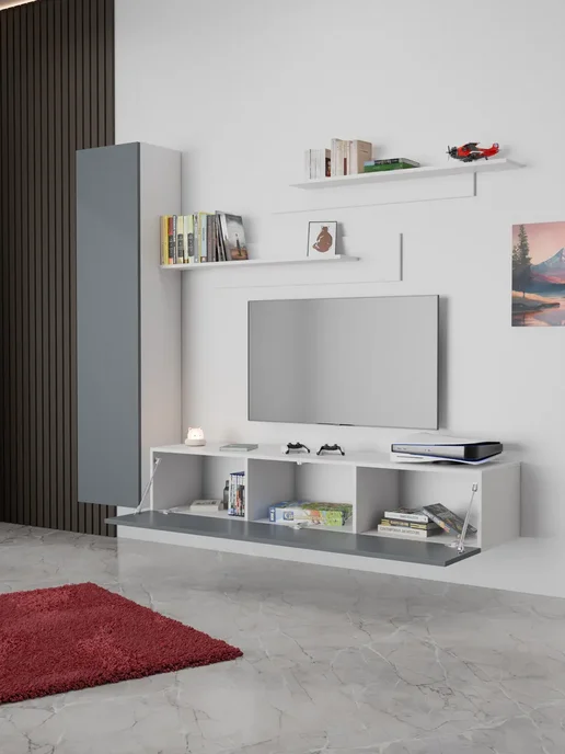 ИЗУМЛИТ Стенка в гостиную подвесная Флекс 200х170х40 см, 170x40 см, фото 2