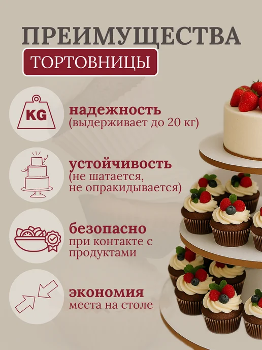 Woodstar Подставка для торта и десертов ярусная тортовница, белый, фото 3
