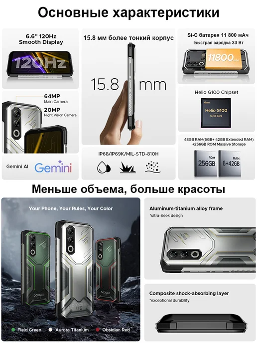Смартфон DOOGEE Blade20 Plus 6/256 ГБ, серебристый, фото 2