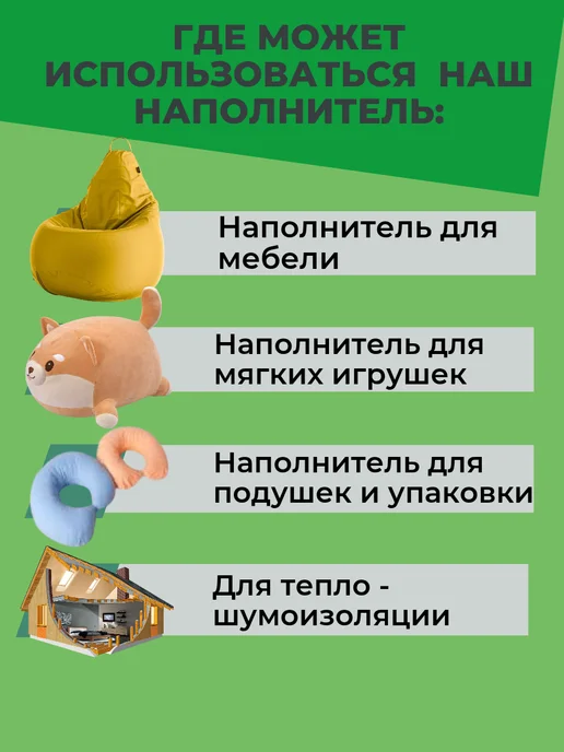 Наполнитель для кресла-мешка 100 л наполнителя для кресла мешка и пуфа, 100 л, фото 2