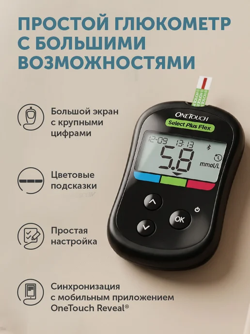 OneTouch Глюкометр One Touch Select Plus Flex, вариант, фото 4