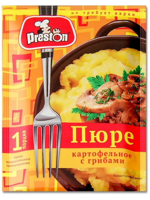 Preston Пюре быстрого приготовления "Грибы", в пакетиках 34 г, 34 г, фото 2