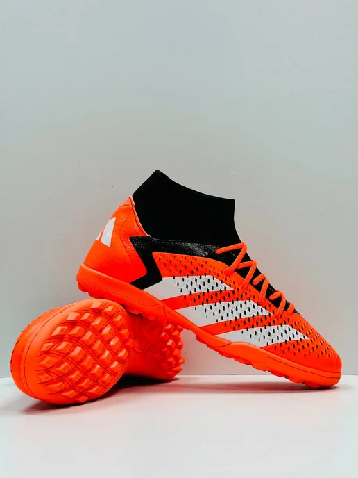adidas Бутсы сороконожки футбольные с носком Бампы, черный, фото 3
