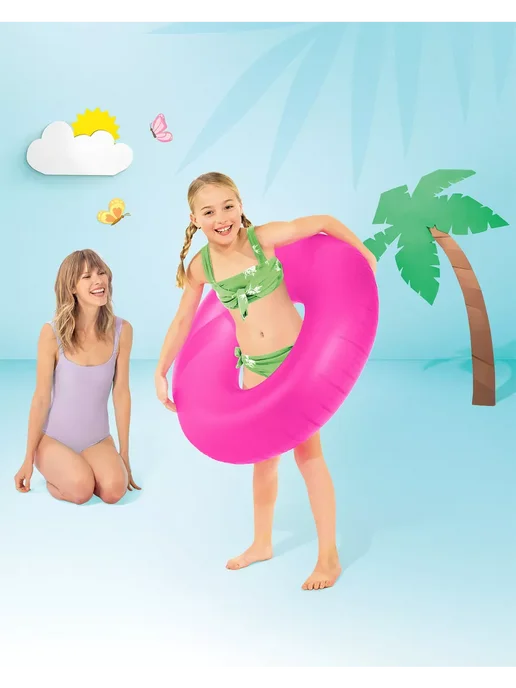 Intex Круг для плавания надувной детский 91 см, розовый, фото 7