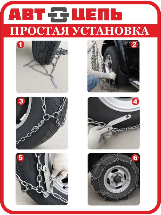 Автоцепь Цепи противоскольжения K20x10-10"сота" 5 мм (компл-2шт, 9кг), 20x1010, 2 шт, фото 4