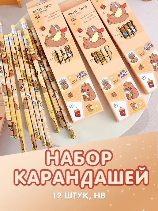 Anemo Store Канцелярский набор подарочный бокс Капибара, серый, фото 5
