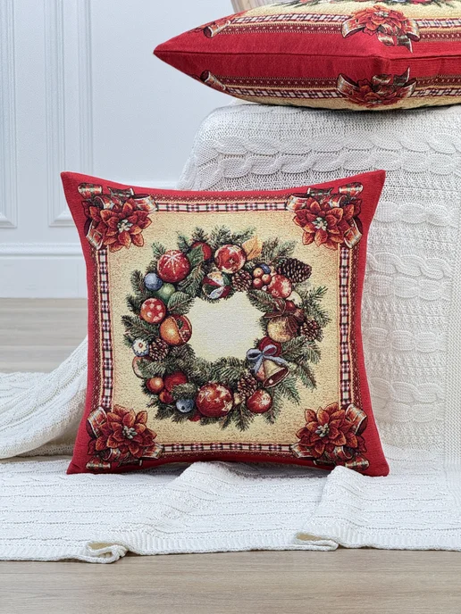 GOBIHOME NEW YEAR Наволочка гобеленовая Новогодние традиции 43х43 см, 43x43 см, фото 8