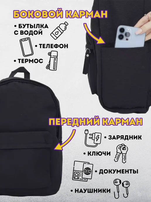 Avocado life Рюкзак школьный тканевый черный спортивный, черный, фото 4