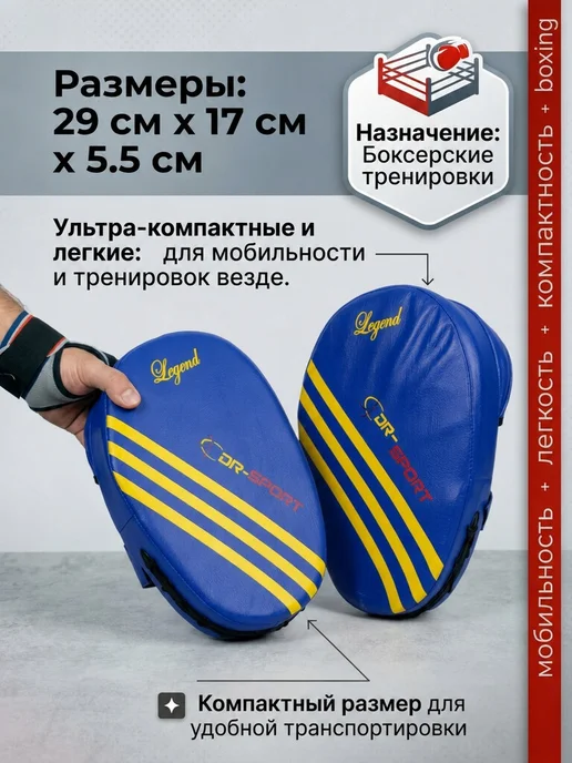 DR-SPORT Боксерские лапы для тренировок, голубой, фото 3