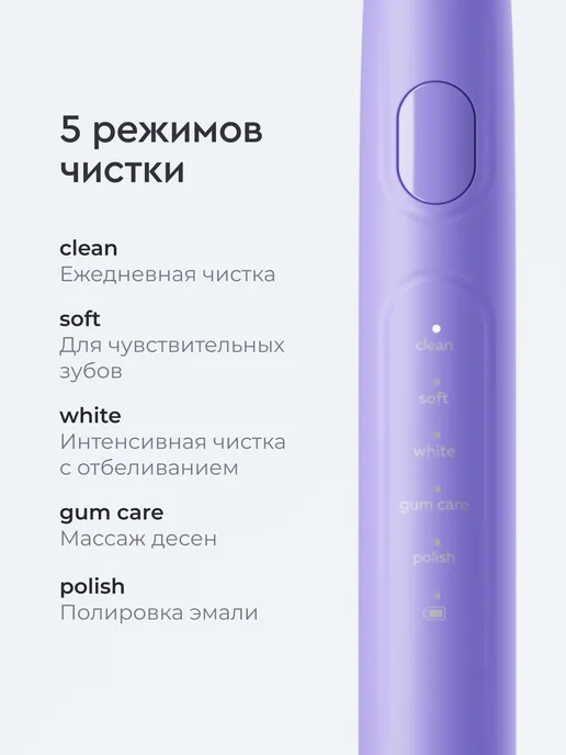 ORCA Электрическая зубная щетка звуковая Slim, лиловая, фиолетовый, фото 5
