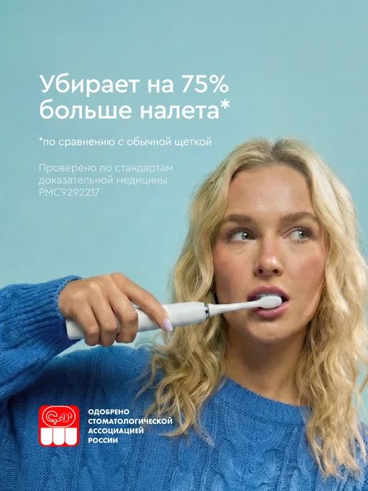 ORCA Электрическая зубная щетка звуковая Slim, лиловая, белый, фото 3